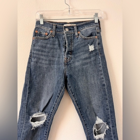 Levi’s Wedgie Skinny Medium Wash High Rise Button Fly Tough Love Blue Jeans 26 - Picture 4 of 16